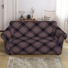 Grey And Orange Plaid Pattern Print Loveseat Slipcover