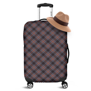 Grey And Orange Plaid Pattern Print Luggage Cover