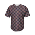 Grey And Orange Plaid Pattern Print Men's Baseball Jersey
