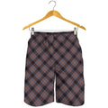 Grey And Orange Plaid Pattern Print Men's Shorts