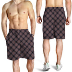 Grey And Orange Plaid Pattern Print Men's Shorts