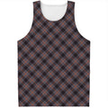 Grey And Orange Plaid Pattern Print Men's Tank Top