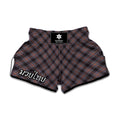 Grey And Orange Plaid Pattern Print Muay Thai Boxing Shorts