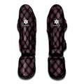 Grey And Orange Plaid Pattern Print Muay Thai Shin Guards