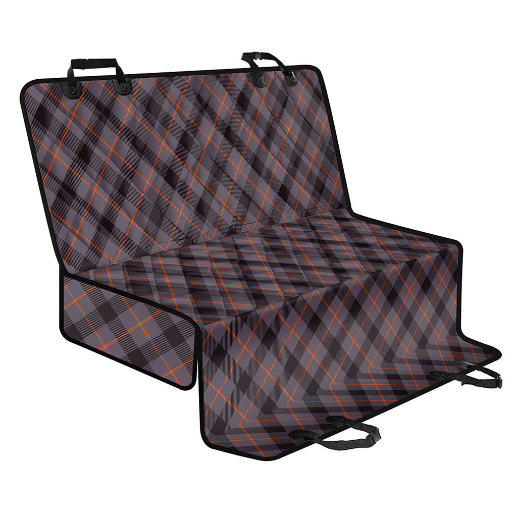 Grey And Orange Plaid Pattern Print Pet Car Back Seat Cover