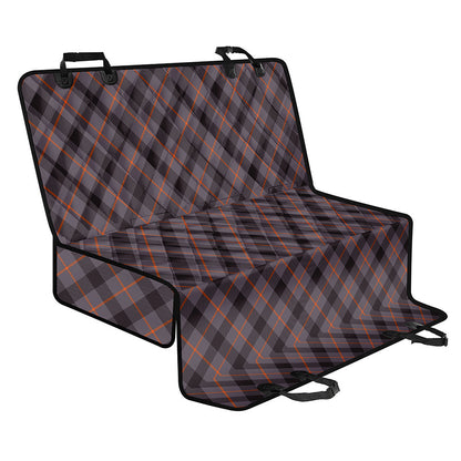 Grey And Orange Plaid Pattern Print Pet Car Back Seat Cover