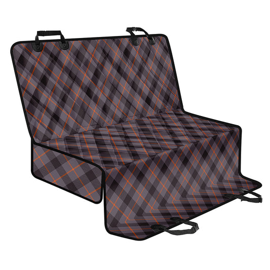 Grey And Orange Plaid Pattern Print Pet Car Back Seat Cover