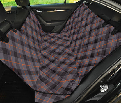 Grey And Orange Plaid Pattern Print Pet Car Back Seat Cover