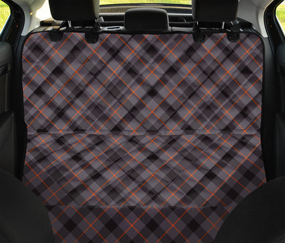 Grey And Orange Plaid Pattern Print Pet Car Back Seat Cover