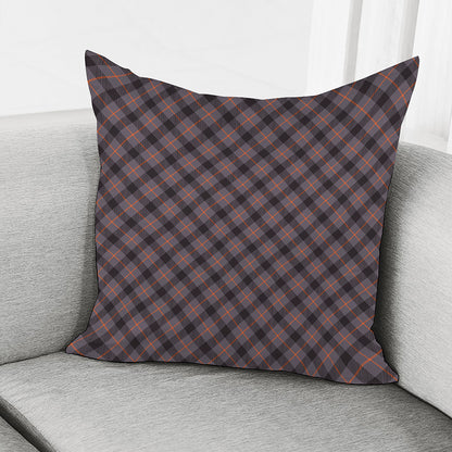 Grey And Orange Plaid Pattern Print Pillow Cover