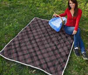 Grey And Orange Plaid Pattern Print Quilt