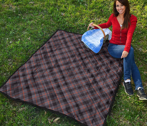 Grey And Orange Plaid Pattern Print Quilt