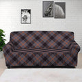 Grey And Orange Plaid Pattern Print Sofa Cover