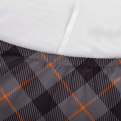 Grey And Orange Plaid Pattern Print Sofa Cover
