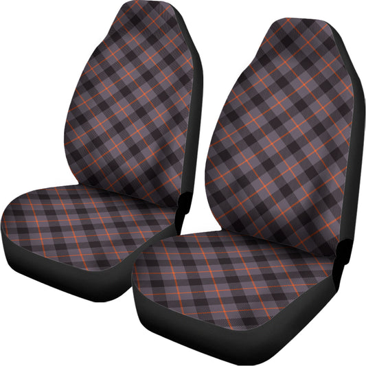 Grey And Orange Plaid Pattern Print Universal Fit Car Seat Covers