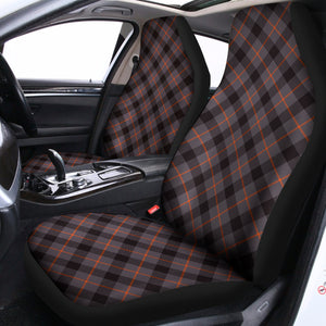 Grey And Orange Plaid Pattern Print Universal Fit Car Seat Covers