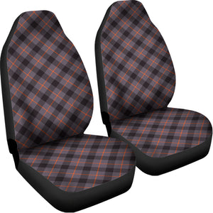 Grey And Orange Plaid Pattern Print Universal Fit Car Seat Covers