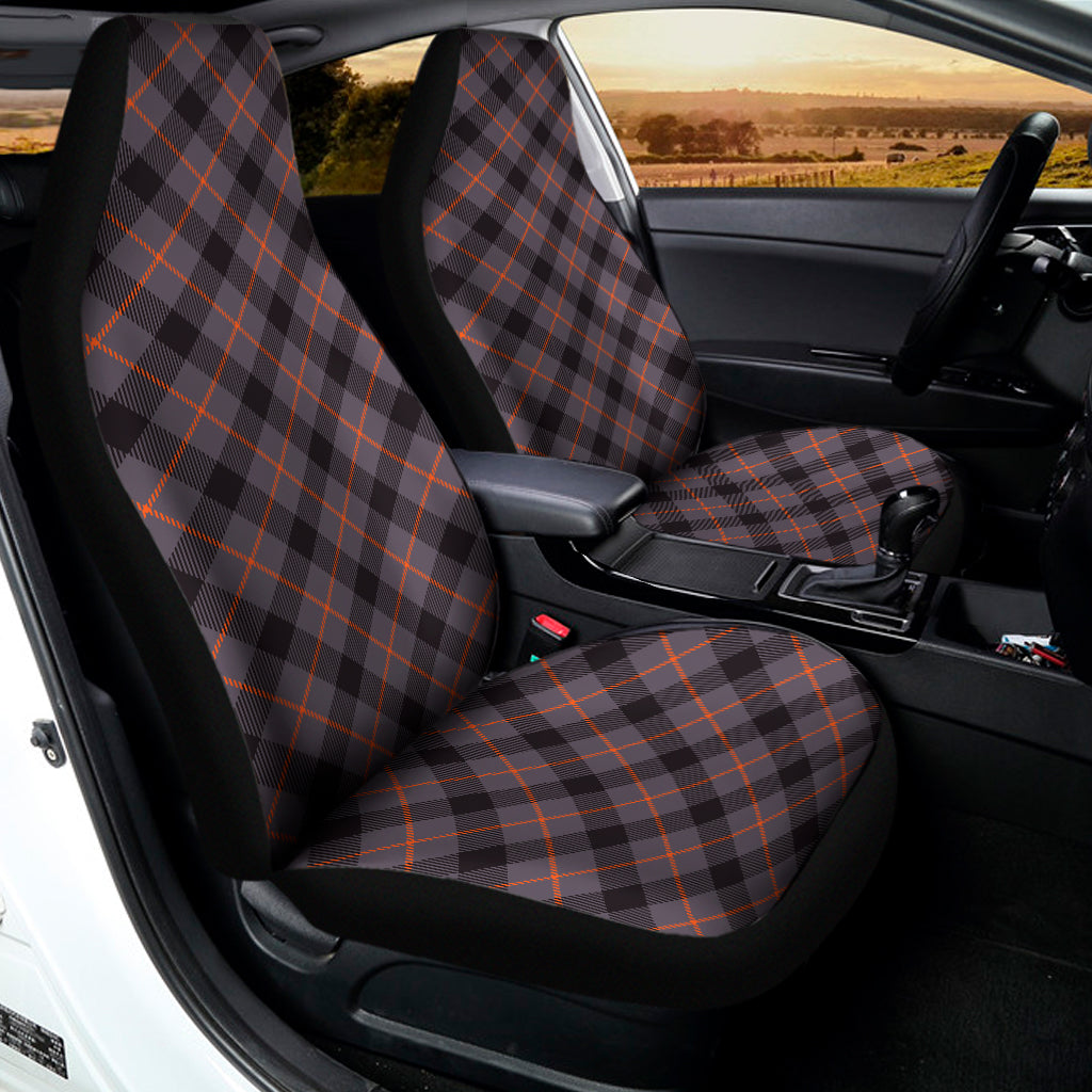 Grey And Orange Plaid Pattern Print Universal Fit Car Seat Covers