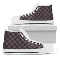 Grey And Orange Plaid Pattern Print White High Top Sneakers