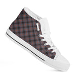 Grey And Orange Plaid Pattern Print White High Top Shoes