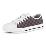 Grey And Orange Plaid Pattern Print White Low Top Shoes