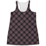 Grey And Orange Plaid Pattern Print Women's Racerback Tank Top