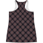 Grey And Orange Plaid Pattern Print Women's Racerback Tank Top