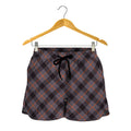 Grey And Orange Plaid Pattern Print Women's Shorts