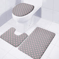 Grey And Pink Polka Dot Pattern Print 3 Piece Bath Mat Set