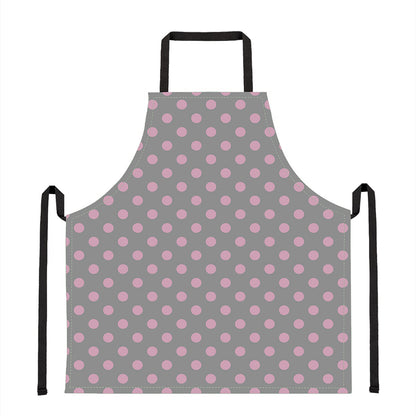 Grey And Pink Polka Dot Pattern Print Apron