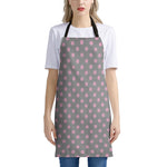 Grey And Pink Polka Dot Pattern Print Apron