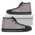 Grey And Pink Polka Dot Pattern Print Black High Top Sneakers