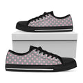 Grey And Pink Polka Dot Pattern Print Black Low Top Sneakers