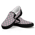 Grey And Pink Polka Dot Pattern Print Black Slip On Sneakers