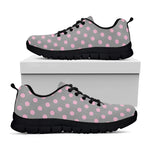 Grey And Pink Polka Dot Pattern Print Black Sneakers