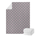 Grey And Pink Polka Dot Pattern Print Blanket