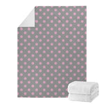 Grey And Pink Polka Dot Pattern Print Blanket