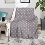 Grey And Pink Polka Dot Pattern Print Blanket