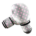 Grey And Pink Polka Dot Pattern Print Boxing Gloves