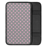 Grey And Pink Polka Dot Pattern Print Car Center Console Cover