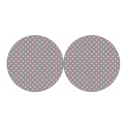 Grey And Pink Polka Dot Pattern Print Car Coasters