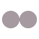 Grey And Pink Polka Dot Pattern Print Car Coasters