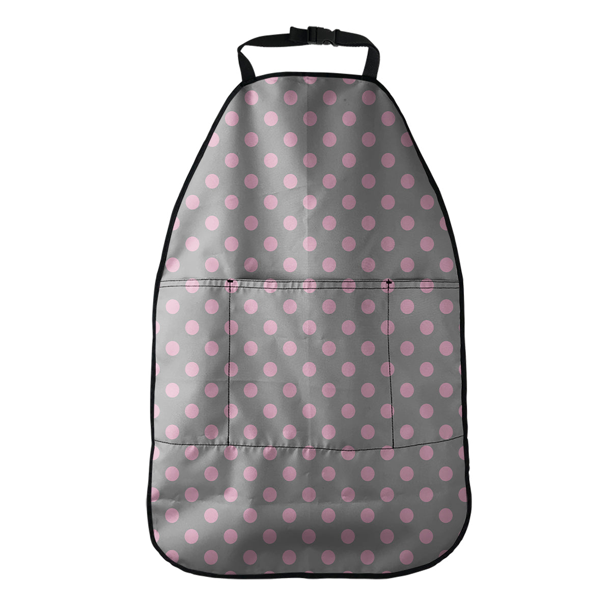 Grey And Pink Polka Dot Pattern Print Car Seat Organizers