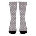 Grey And Pink Polka Dot Pattern Print Crew Socks