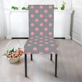 Grey And Pink Polka Dot Pattern Print Dining Chair Slipcover