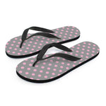 Grey And Pink Polka Dot Pattern Print Flip Flops