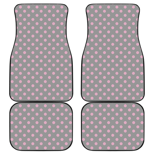 Grey And Pink Polka Dot Pattern Print Front and Back Car Floor Mats