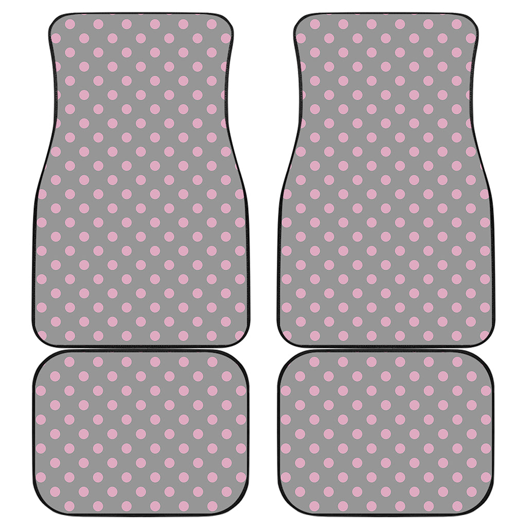 Grey And Pink Polka Dot Pattern Print Front and Back Car Floor Mats