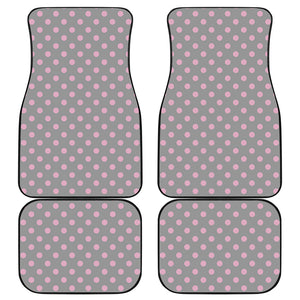 Grey And Pink Polka Dot Pattern Print Front and Back Car Floor Mats