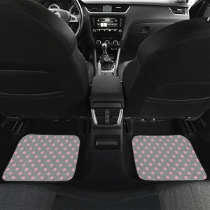 Grey And Pink Polka Dot Pattern Print Front and Back Car Floor Mats